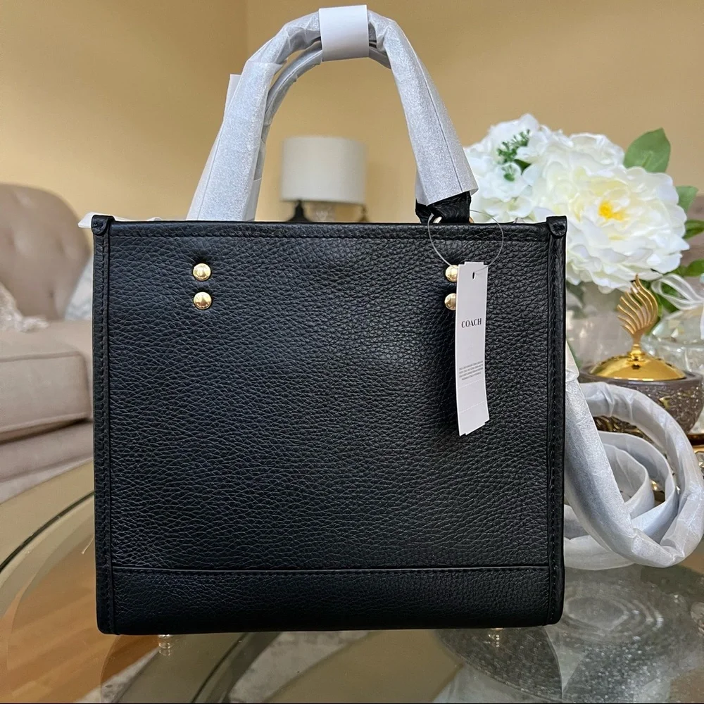 Coach Dempsey Tote 22 With Coach Patch Crossbody Handbag Bag Black - Picture 8 of 12